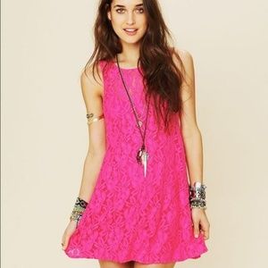 Free People Pink Lace Casual Dress with Slip